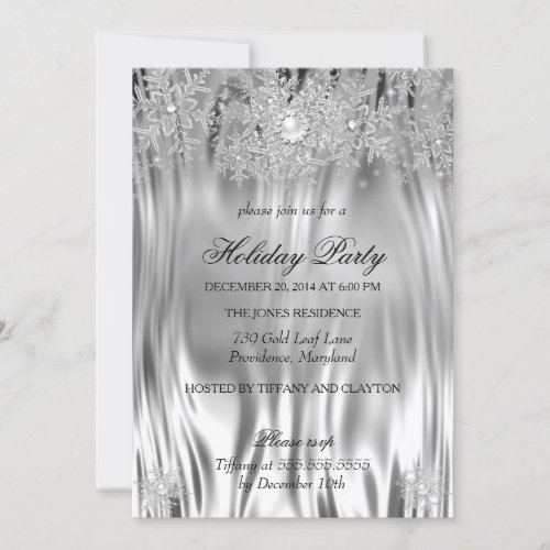 Metal Silver Look Winter Wonderland Holiday Party Invitation