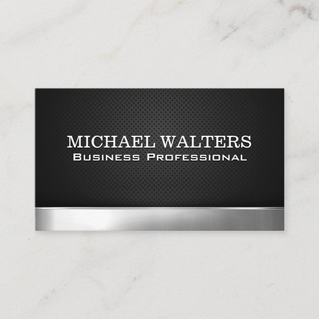 Metal Silver | Perforated Background Business Card (Front)