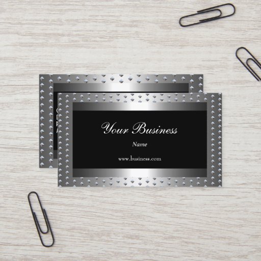 Customizable Metal Silver studs Black Elegant Classy Business Card Template