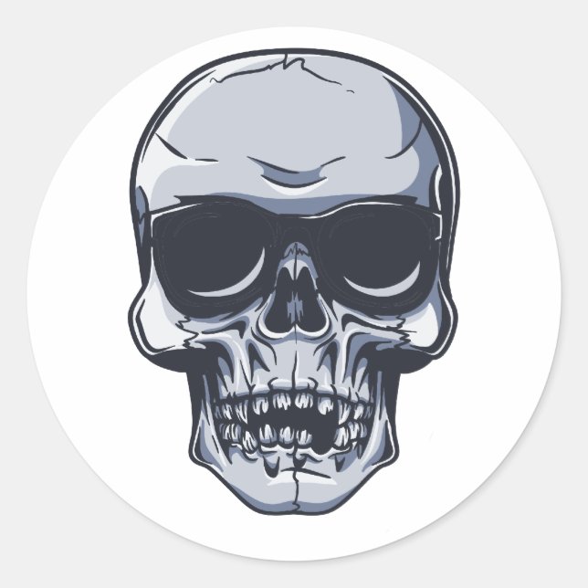 metal skull skull classic round sticker (Front)