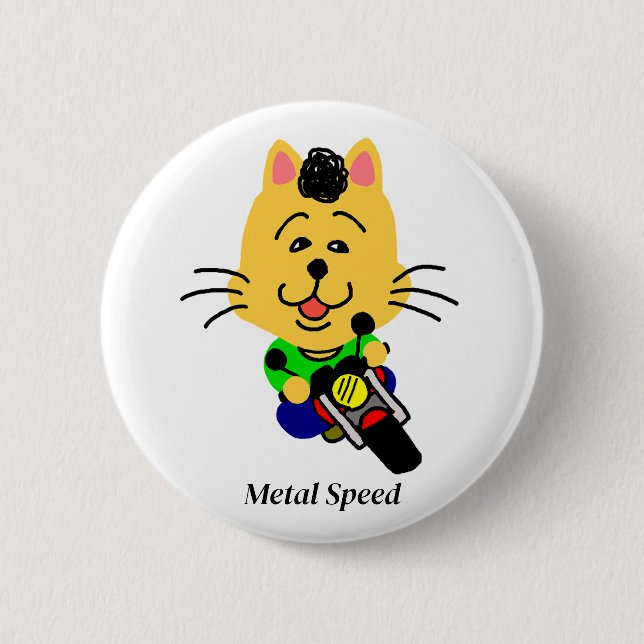 Metal Speed Fully Opened Cat White Button (Front)