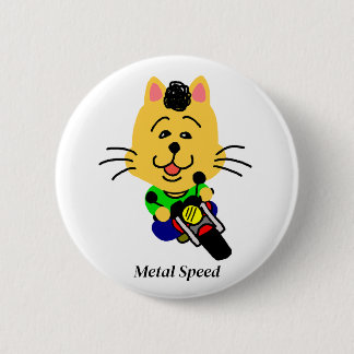 Metal Speed Fully Opened Cat White Button