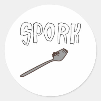 Metal Spork With Eight Legged Creature Classic Round Sticker