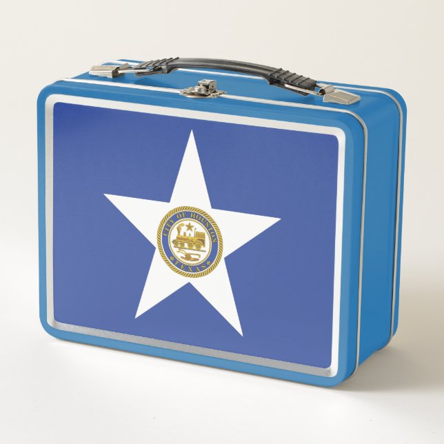 Metal Stainless Lunchbox - flag of Houston (Front)
