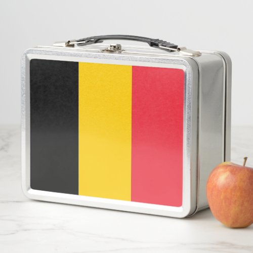 Metal Stainless Lunchbox with Belgium flag