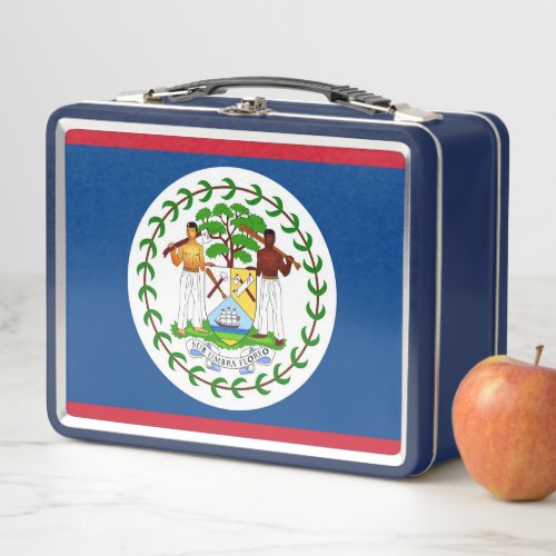 Metal Stainless Lunchbox with Belize flag