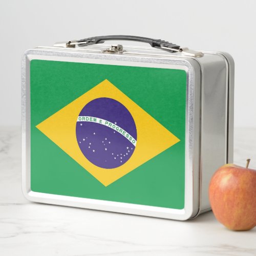 Metal Stainless Lunchbox with Brazil flag