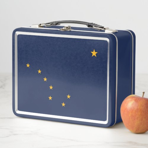 Metal Stainless Lunchbox with flag of Alaska USA