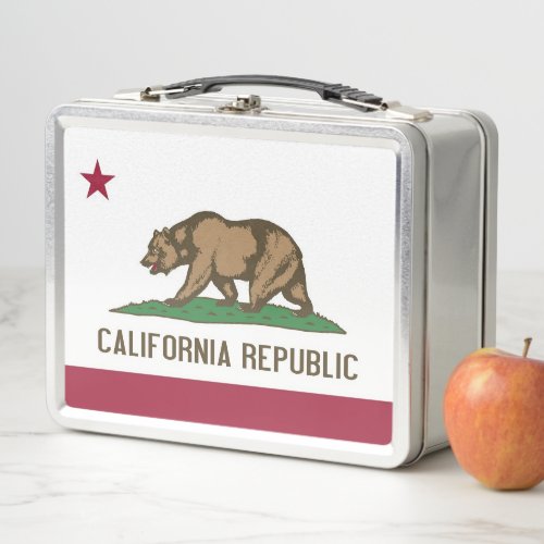 Metal Stainless Lunchbox with flag of California