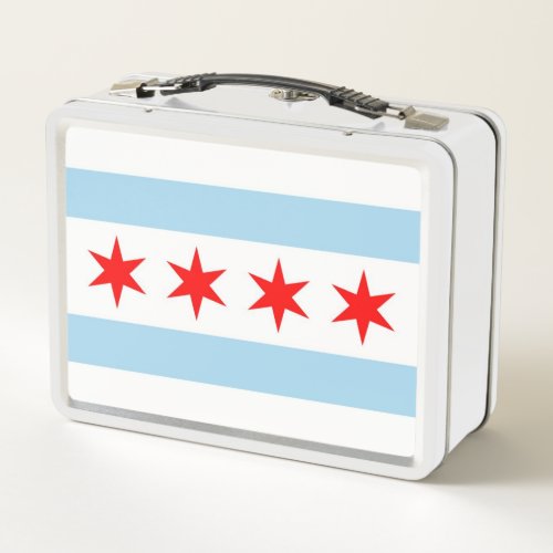 Metal Stainless Lunchbox with flag of Chicago