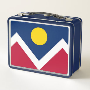 Metal Stainless Lunchbox with flag of Denver