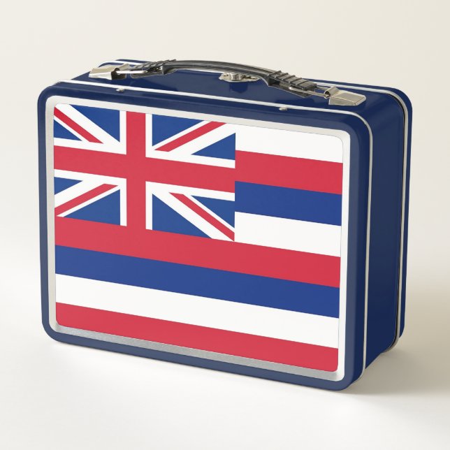 Metal Stainless Lunchbox with flag of Hawaii (Back)