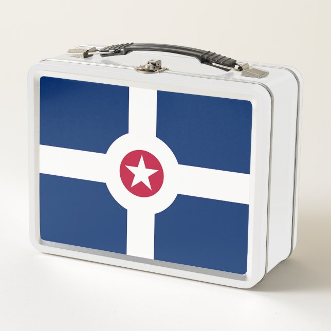 Metal Stainless Lunchbox with flag of Indianapolis (Front)