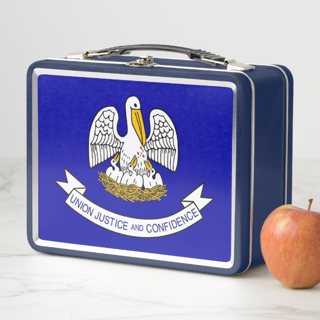 Metal Stainless Lunchbox with flag of Louisiana (In Situ)
