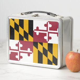 Metal Stainless Lunchbox with flag of Maryland