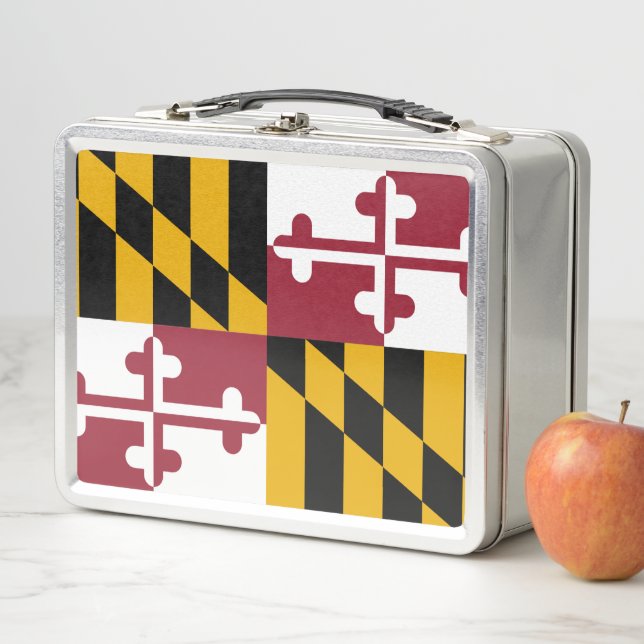 Metal Stainless Lunchbox with flag of Maryland (In Situ)