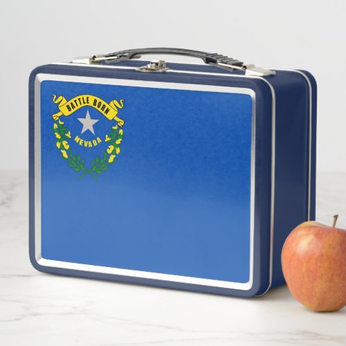 Metal Stainless Lunchbox with flag of Nevada