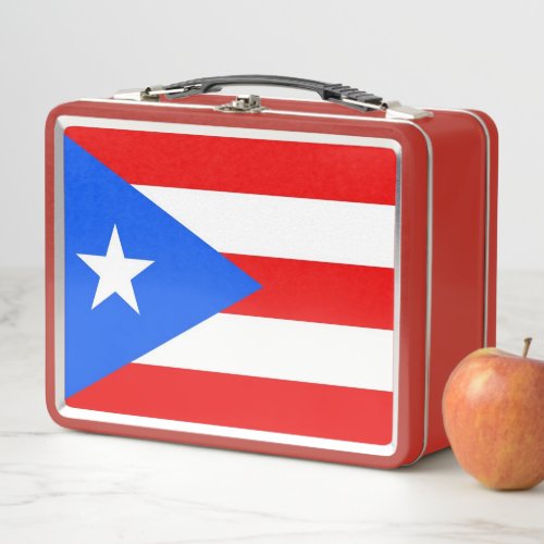 Metal Stainless Lunchbox with flag of Puerto Rico