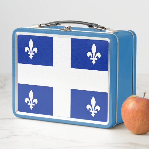 Metal Stainless Lunchbox with flag of Quebec