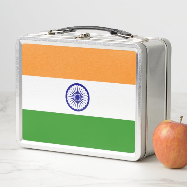 Metal Stainless Lunchbox with India flag (In Situ)