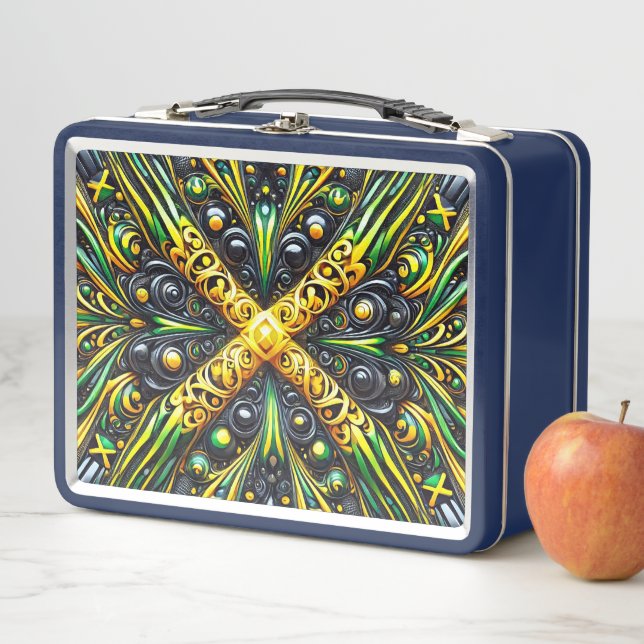 Metal Stainless Lunchbox with Jamaican Colors (In Situ)