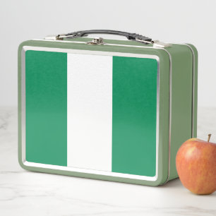 Metal Stainless Lunchbox with Nigeria flag