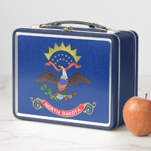 Metal Stainless Lunchbox with North Dakota flag