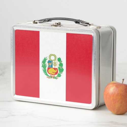 Metal Stainless Lunchbox with Peru flag