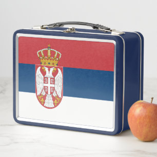 Metal Stainless Lunchbox with Serbia flag