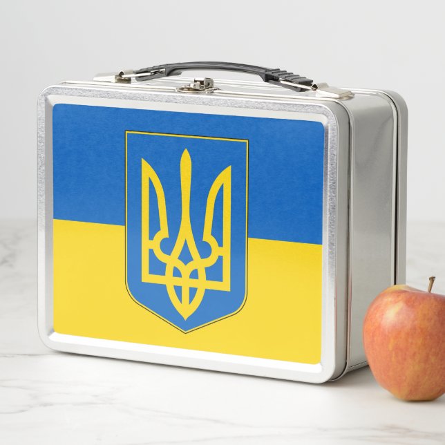 Metal Stainless Lunchbox with Ukraine flag (In Situ)
