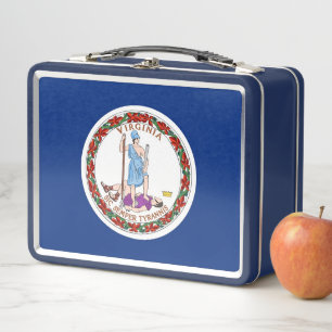 Metal Stainless Lunchbox with Virginia State flag