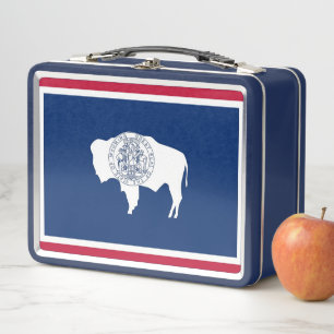Metal Stainless Lunchbox with Wyoming flag