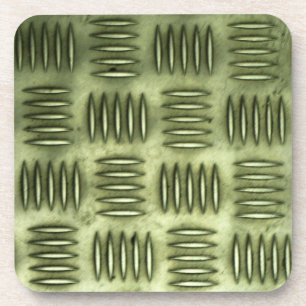 Metal Stainless Steel Checkered Flooring Texture Beverage Coaster