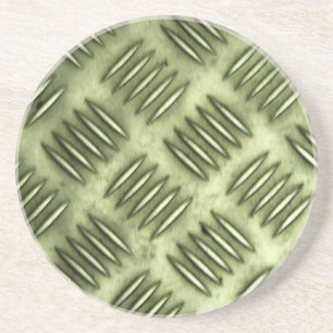 Metal Stainless Steel Checkered Flooring Texture Sandstone Coaster