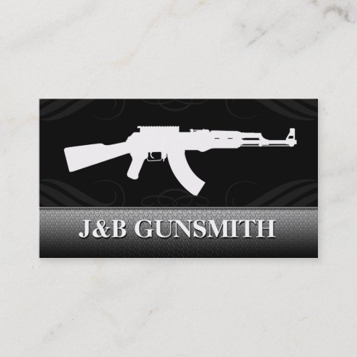 Customizable Metal Steel and Guns Gun Shop Business Cards
