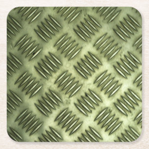 Metal Steel Checkered Flooring Diagonal Texture Square Paper Coaster