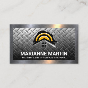 Metal Steel Plate Construction Hard Hat Logo Business Card