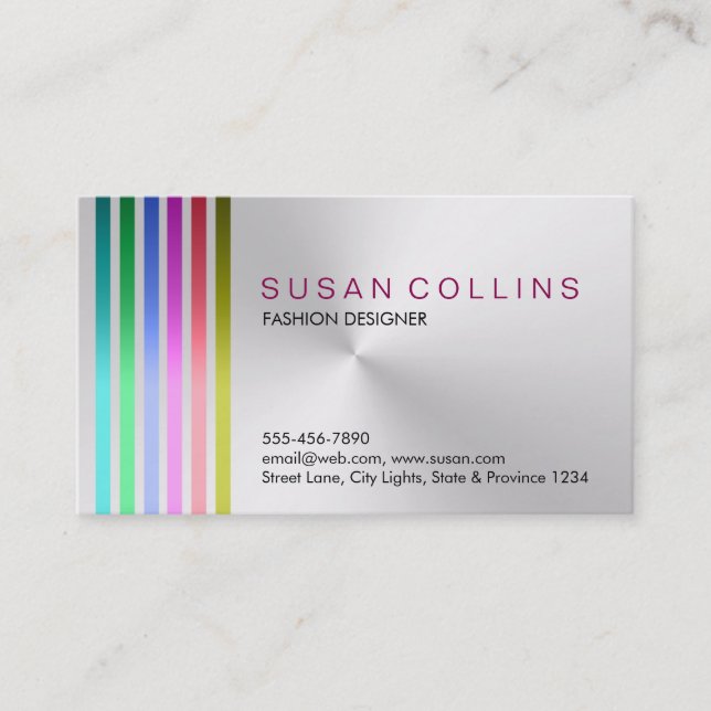 Metal Steel Professional Clean Striped Aluminum Business Card (Front)