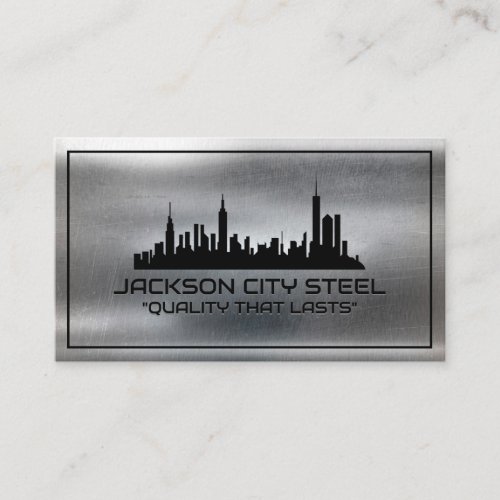 Metal Steel  Real Estate  City Skyline Business Card