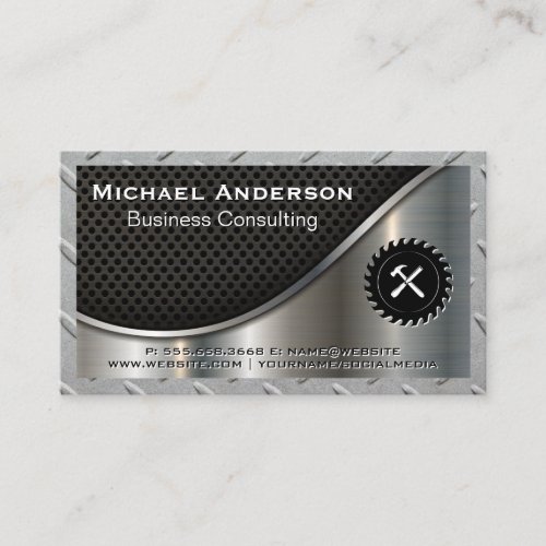 Metal  Steel  Saw and Hammer Business Card