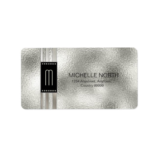 Metal Stripes on Glass Monogram Beige ID443 Label (Front)