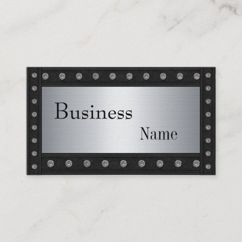 Metal Studs Look Silver Black 2 Business Card