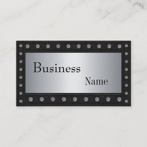 Customizable Metal Studs Look Silver Black 2 Business Card Template