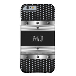 Metal Studs Metal look Chrome Monogram 2 Barely There iPhone 6 Case