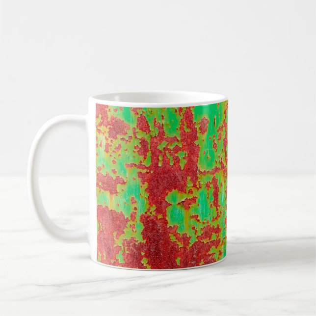 Metal texture with scratches and cracks effect, ab coffee mug (Left)