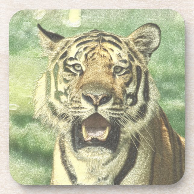 metal tiger beverage coaster (Front)