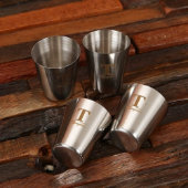 Metal Tray & Shot Glass Set with 18 oz. Hip Flask (Front)