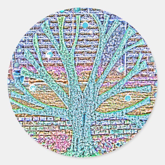 Metal Tree Classic Round Sticker (Front)