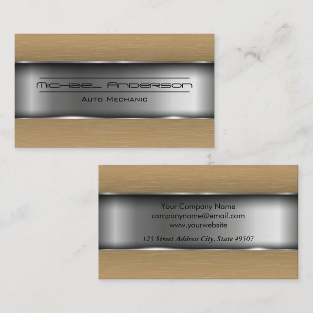 Metal Trim | Shiny Metallic Business Card (Front/Back)