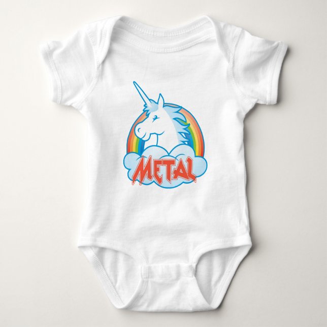 metal-unicorn baby bodysuit (Front)